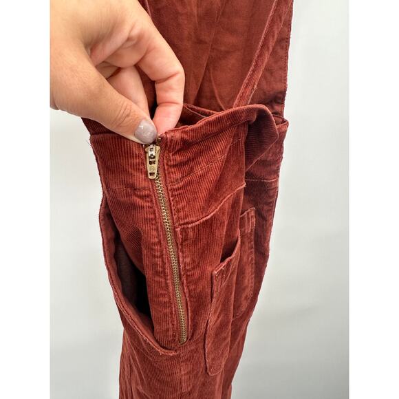 AG JEANS Rust Red The Isabelle Paneled Corduroy Denim Overalls // XS - Picture 15 of 15